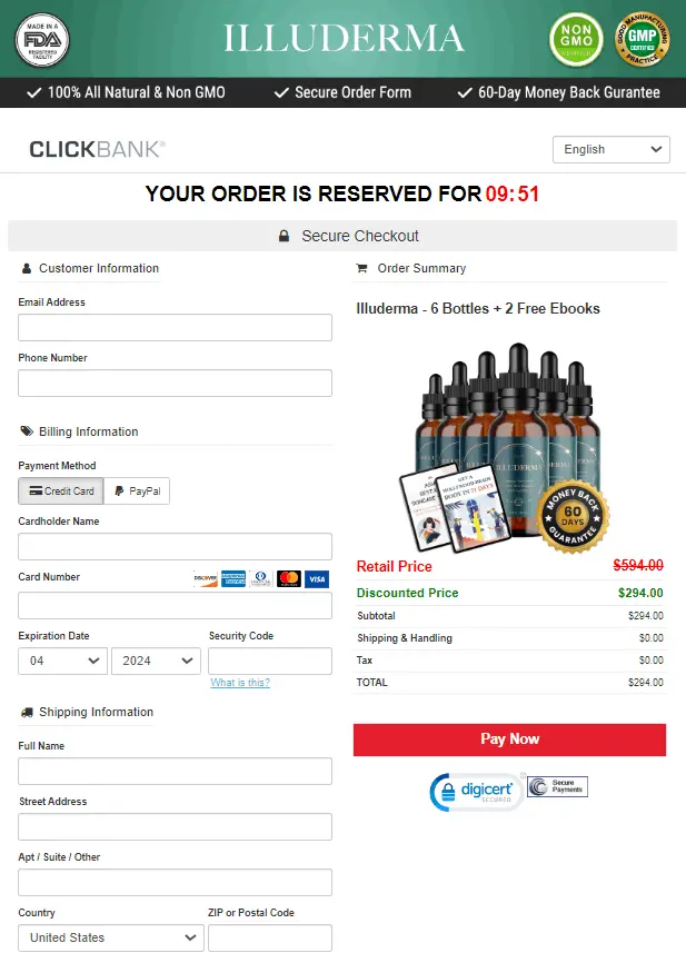 illuderma checkout page